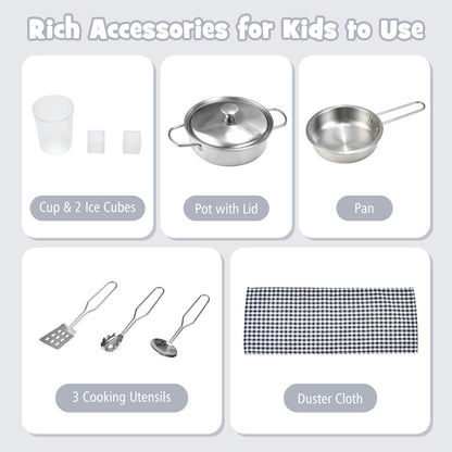 Double-Sided Kid's Play Kitchen Set with Stove and Sink