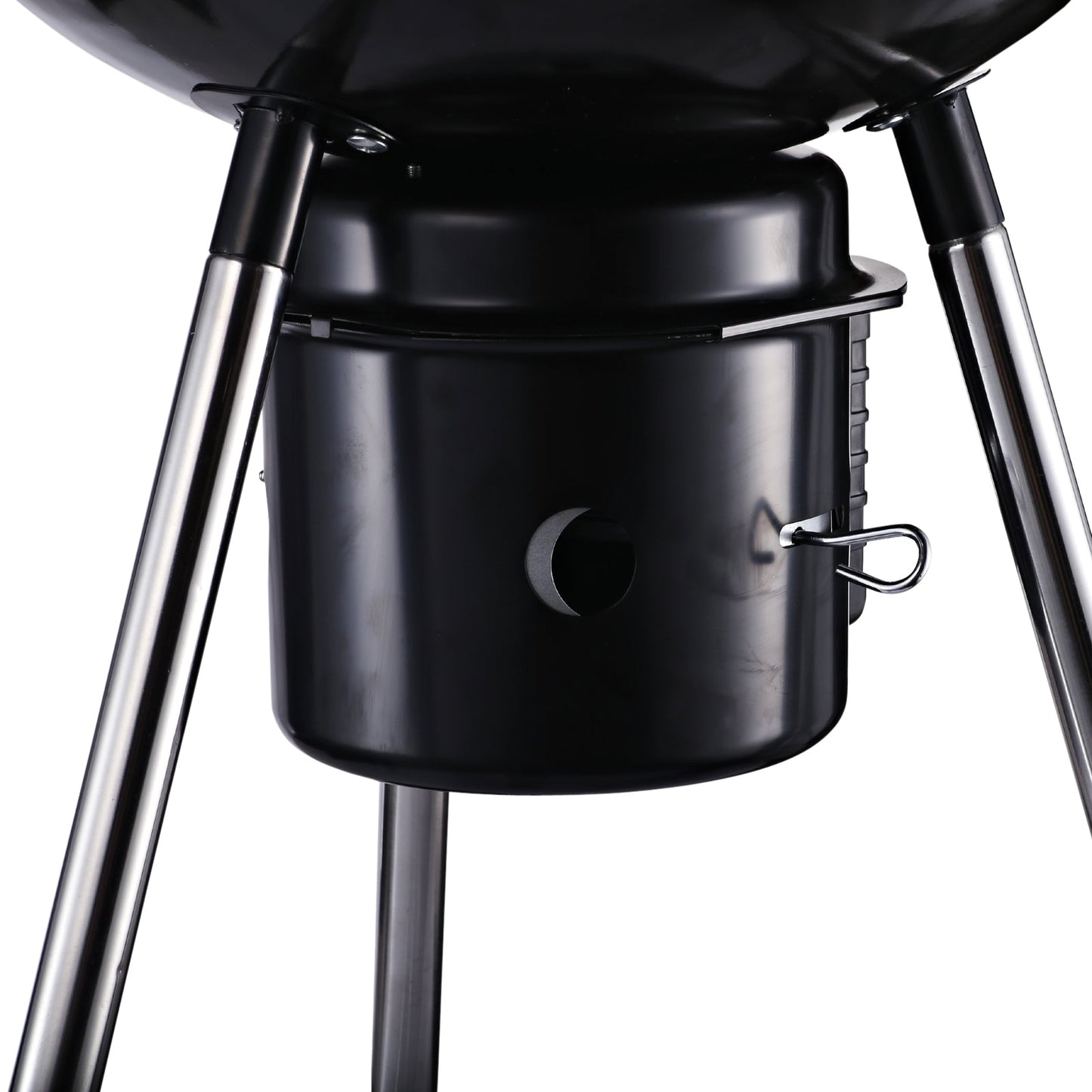 Outsunny Freestanding Charcoal Barbecue Grill Garden Portable BBQ Smoker w/ Wheels, Storage Shelves and On-body Thermometer, Black