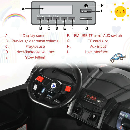 12V Electric Car With Music Remote Control and 2 Seats for Kids-Grey