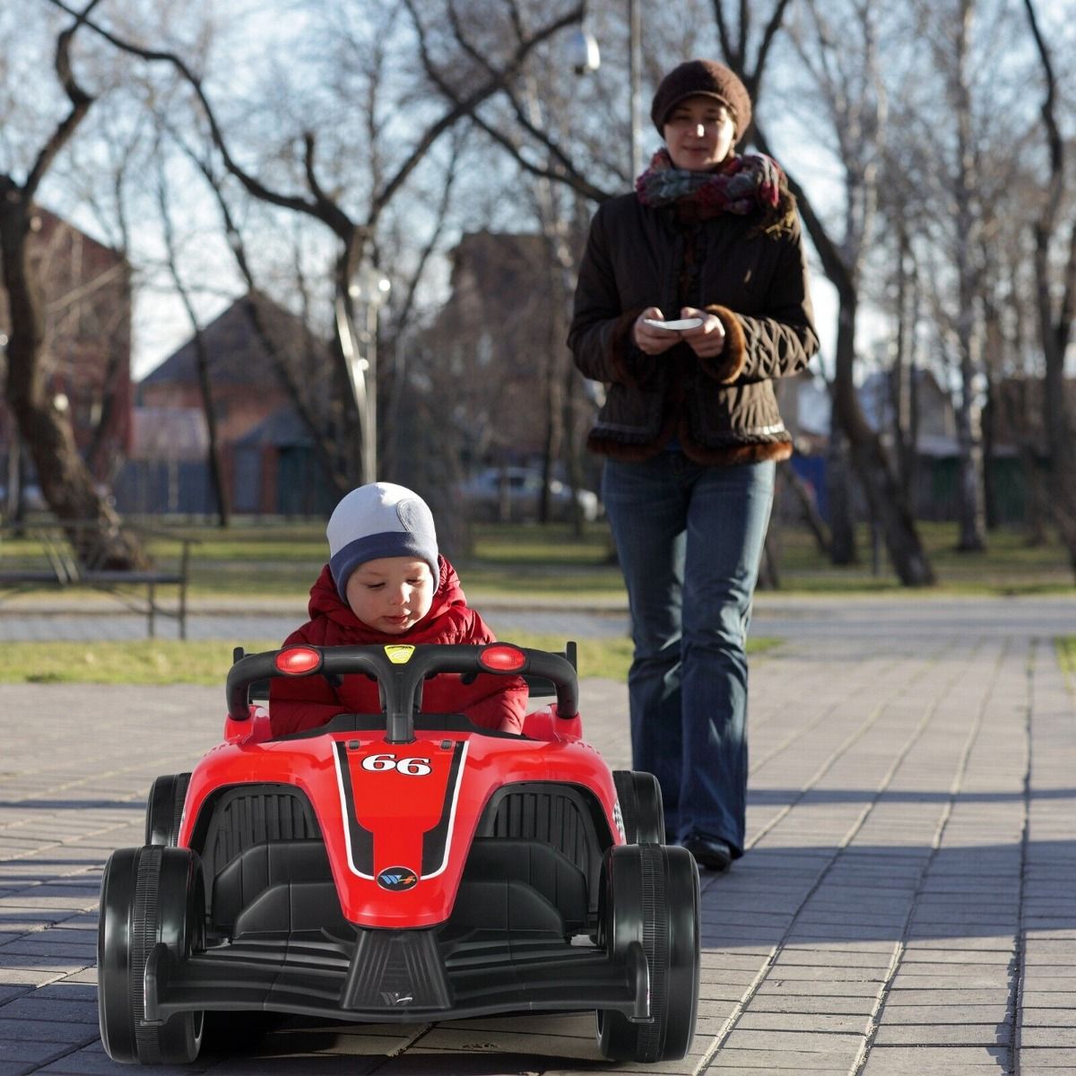 12V Battery Powered Kids Ride on Car with Remote Control and MP3 Music-Red