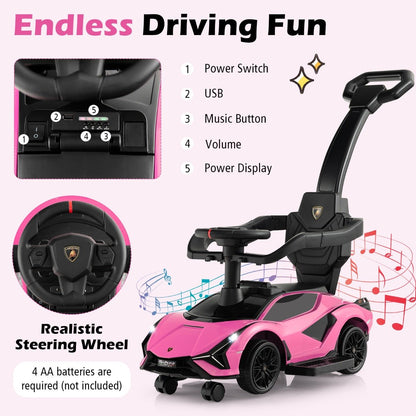 3-in-1 Ride On Push Car with Removable Guardrails and Handle-Pink