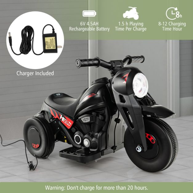 6V Electric Kid Ride on Motorcycle with Bubble Maker-Black