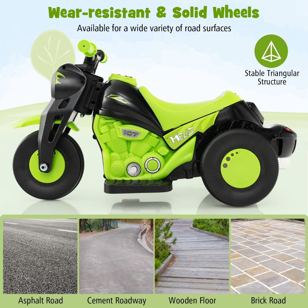 6V Electric Kid Ride on Motorcycle with Bubble Maker-Green