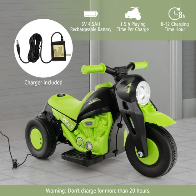 6V Electric Kid Ride on Motorcycle with Bubble Maker-Green