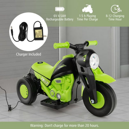6V Electric Kid Ride on Motorcycle with Bubble Maker-Green