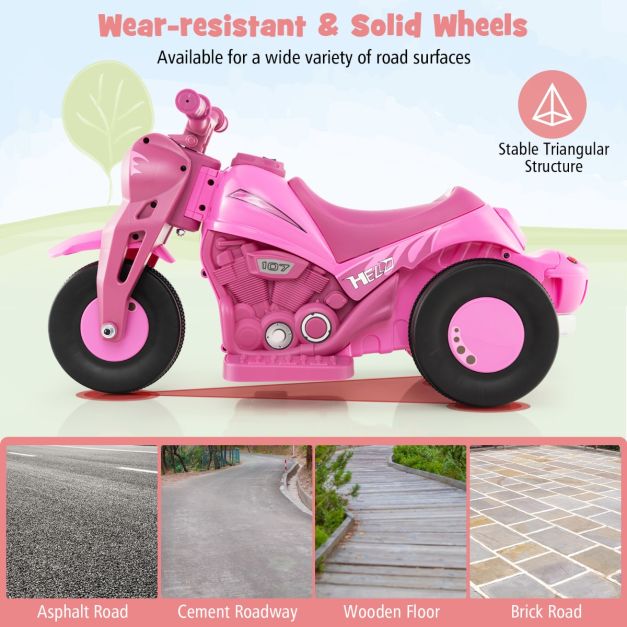 6V Electric Kid Ride on Motorcycle with Bubble Maker-Pink