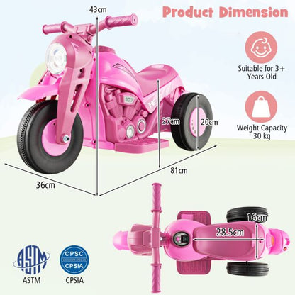 6V Electric Kid Ride on Motorcycle with Bubble Maker-Pink