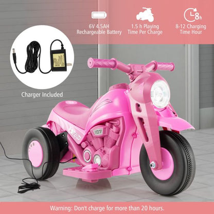 6V Electric Kid Ride on Motorcycle with Bubble Maker-Pink