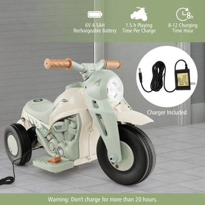 6V Electric Kid Ride on Motorcycle with Bubble Maker-Beige