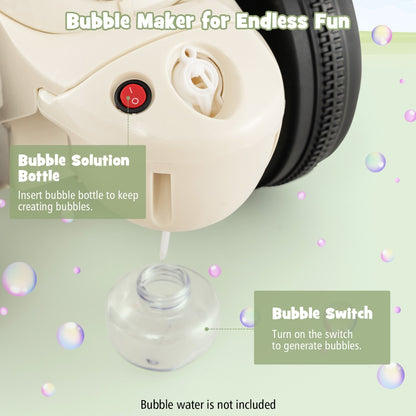 6V Electric Kid Ride on Motorcycle with Bubble Maker-Beige