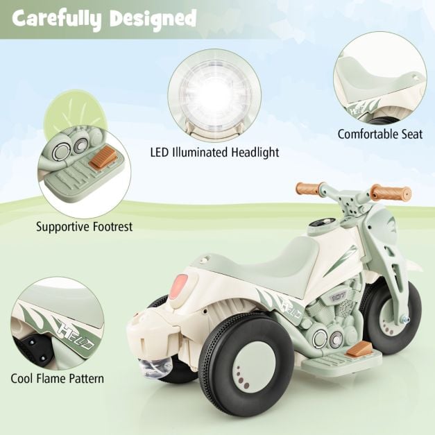 6V Electric Kid Ride on Motorcycle with Bubble Maker-Beige