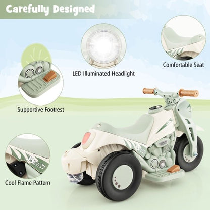 6V Electric Kid Ride on Motorcycle with Bubble Maker-Beige