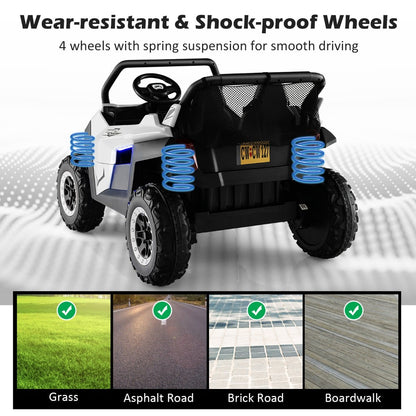 12V Battery Powered Electric Car 2-Seater Kids Ride on UTV-White