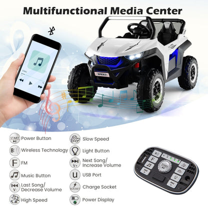 12V Battery Powered Electric Car 2-Seater Kids Ride on UTV-White