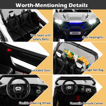 12V Battery Powered Electric Car 2-Seater Kids Ride on UTV-White