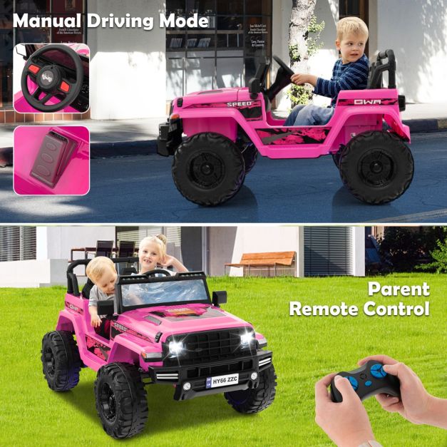 2-Seater Ride-on Car with Parent Remote Control-Pink