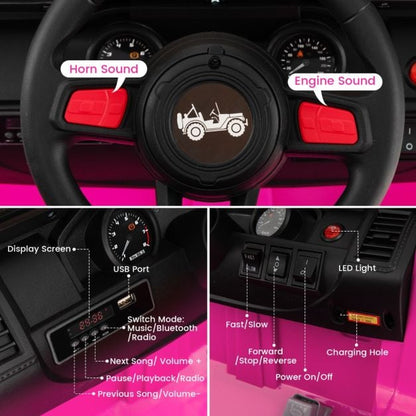 2-Seater Ride-on Car with Parent Remote Control-Pink