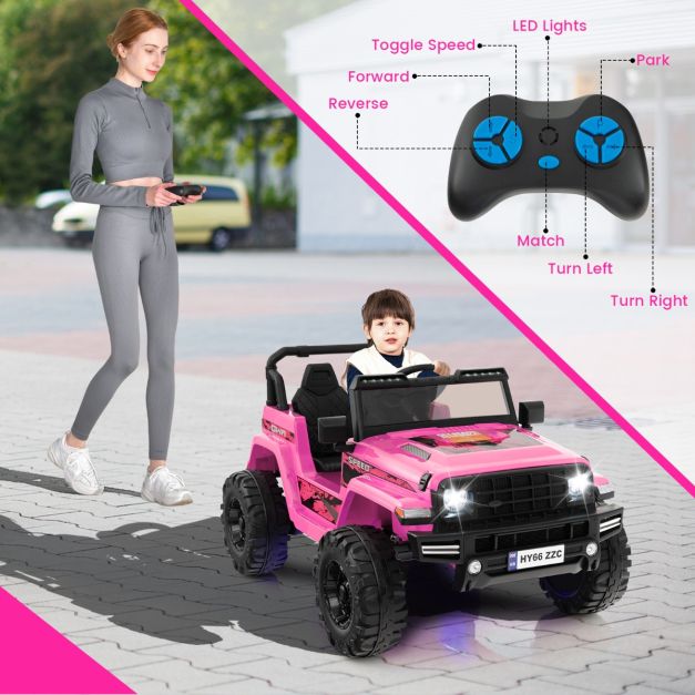 2-Seater Ride-on Car with Parent Remote Control-Pink