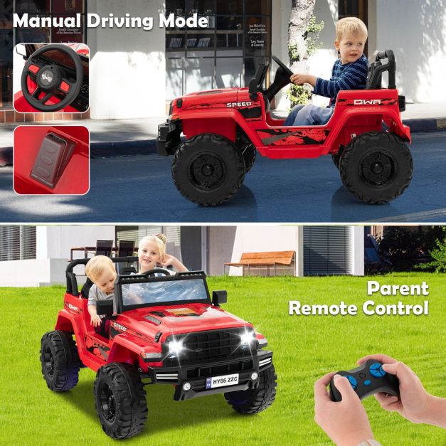 2-Seater Ride-on Car with Parent Remote Control-Red