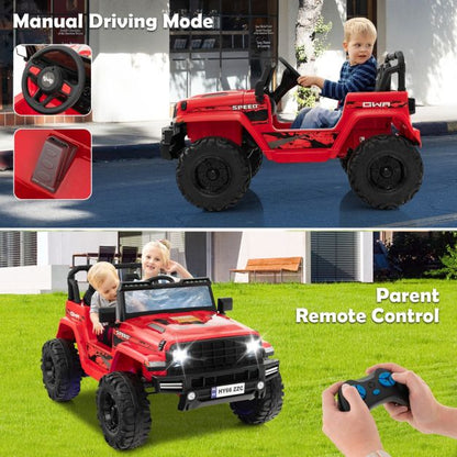 2-Seater Ride-on Car with Parent Remote Control-Red