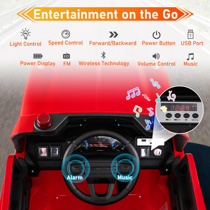 12V Battery Powered Fire Car Toy with Water Sprayer and Remote Control-Red