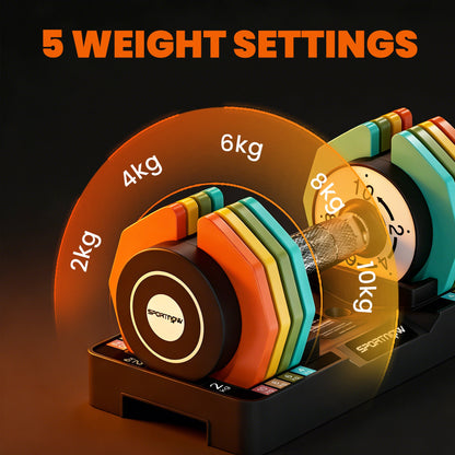 SPORTNOW Adjustable Dumbbells Set with Safety Locking Mechanism, Multicoloured