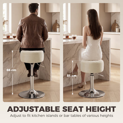 HOMCOM Bar Stool Adjustable Swivel Chair Velvet-Feel Seat 1 Piece, Beige