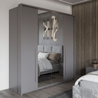 Kirklees Swinging Doors Wardrobe with Mirror - 210 Lava Grey