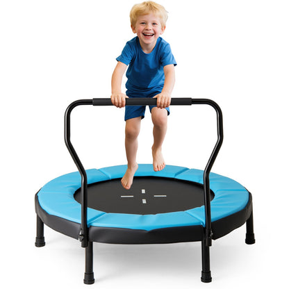 Trampoline for Kids Indoor Outdoor Fitness Trampoline with Handlebar-Blue