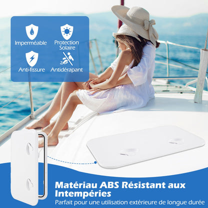 Boat Hatch 60.5 x 35.5 cm Marine Deck Access Hatch with 180° Lid Hinge Non-Slip Surface White
