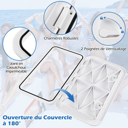 Boat Hatch 60.5 x 35.5 cm Marine Deck Access Hatch with 180° Lid Hinge Non-Slip Surface White
