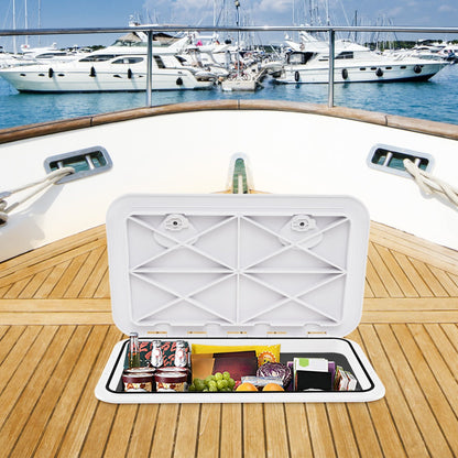 Boat Hatch 60.5 x 35.5 cm Marine Deck Access Hatch with 180° Lid Hinge Non-Slip Surface White