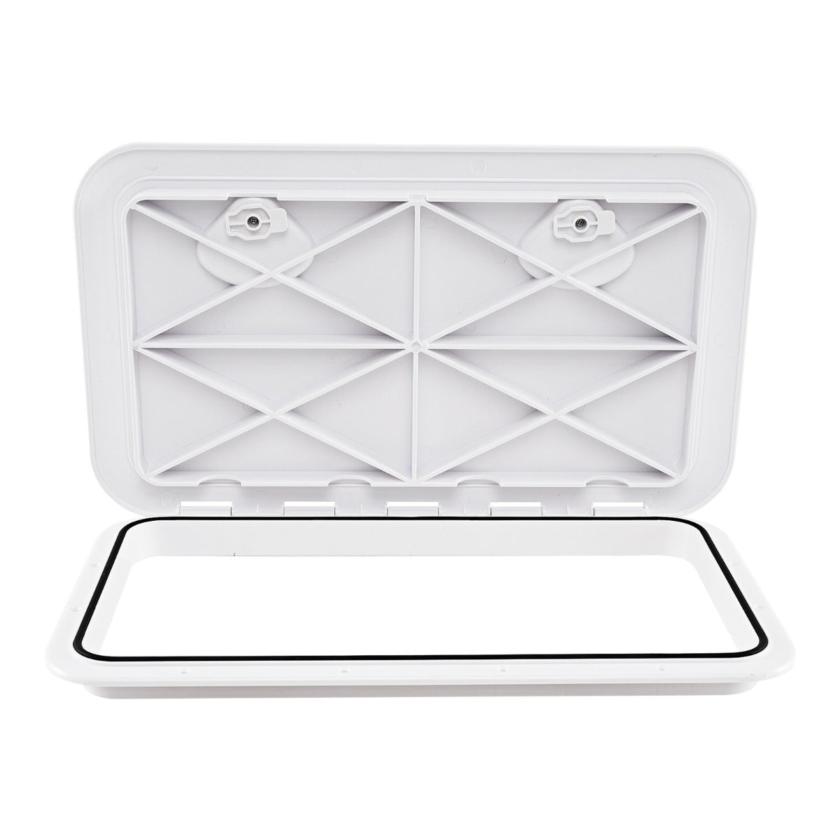 Boat Hatch 60.5 x 35.5 cm Marine Deck Access Hatch with 180° Lid Hinge Non-Slip Surface White