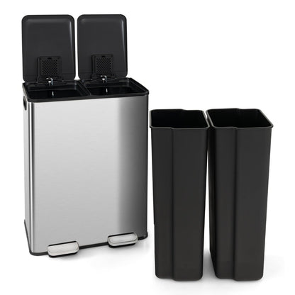 Trash Can with 2 Deodorizer Compartments in Silver
