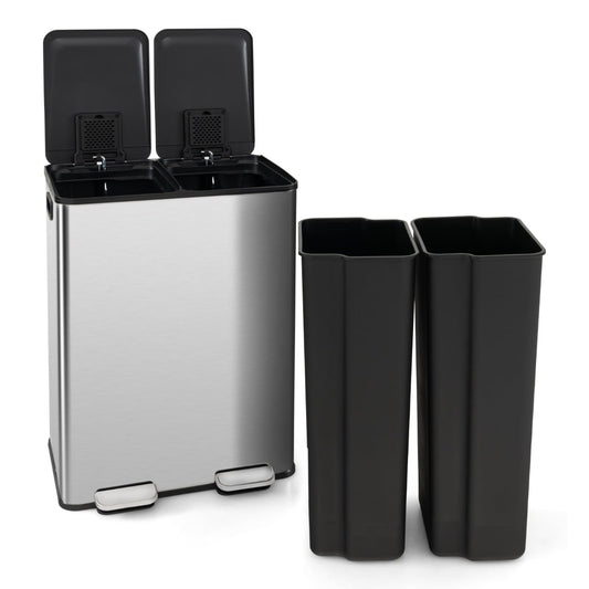 Trash Can with 2 Deodorizer Compartments in Silver