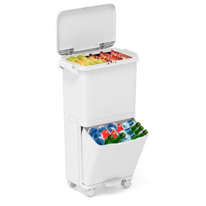 Trash Can with 2 Removable Bins and Tilting Compartment