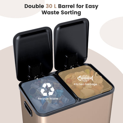 Trash Can with Deodorizer Compartments and Soft Close Lids-Golden