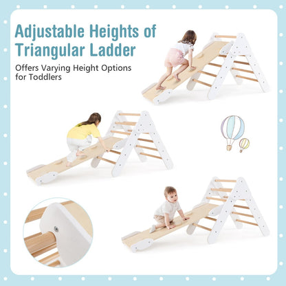 5-in-1 Triangle Climbing Toys with Arch Ramp for 1+ Years Old-White