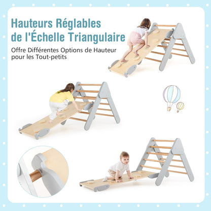 Set of 3 climbing toys for children 1+ years with triangle arch climb, Climbing set Grey