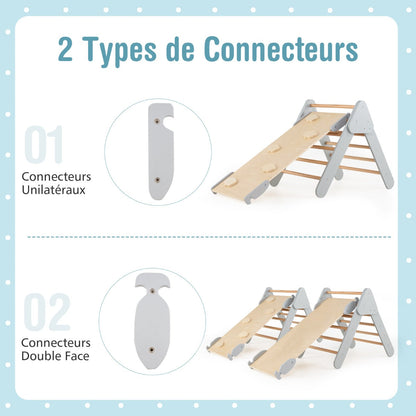 Set of 3 climbing toys for children 1+ years with triangle arch climb, Climbing set Grey