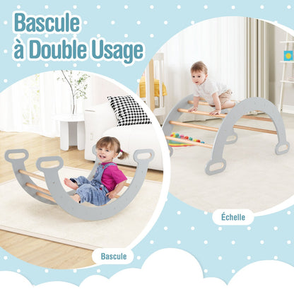 Set of 3 climbing toys for children 1+ years with triangle arch climb, Climbing set Grey