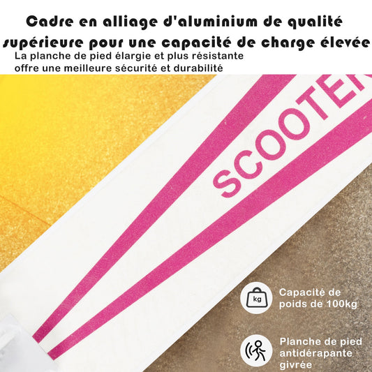 Foldable and Adjustable Kick Scooter with 2 Big Wheels and LED Lights-Pink