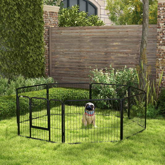 PawHut Steel 8 Panel Dog kojec dla szczeniąt Pet Puppy PlayPen czarny