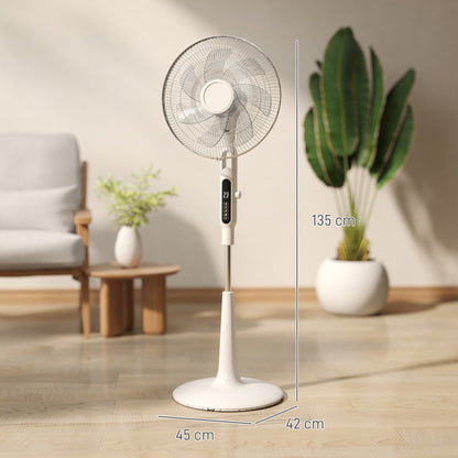 HOMCOM Three Mode Pedestal Fan, with Insect Repellant Box and LED Panel - White