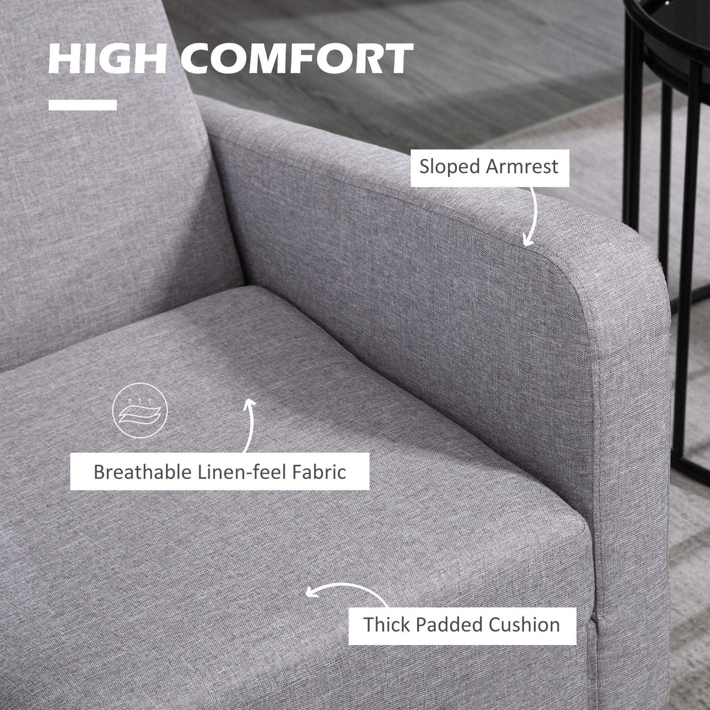 Fotel pudełkowy HOMCOM Linen-Look - jasnoszary