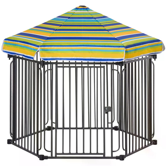 PawHut Outside/Indoor Dog Playpen Crate w/ Locking Door & Metal Frame, 122cm x 105cm