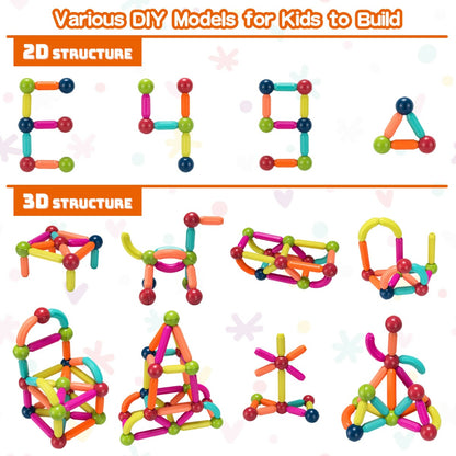 88 Pieces Stacking Balls and Rods Set for Kids Over 3