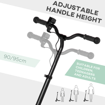 HOMCOM Electric Scooter, 120W Motor E-Scooter with Battery Display, Adjustable Height, Rear Brake for Ages 6+ Years - Black