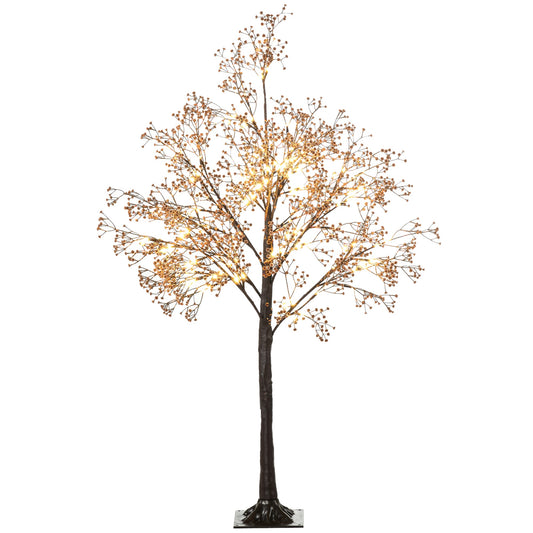 HOMCOM 4ft ضوء شجرة زهر الجيبسوفيلا الاصطناعي مع 72 ضوء LED أبيض دافئ، زهور نفس الطفل للمنزل وحفلات الزفاف، للاستخدام الداخلي والخارجي