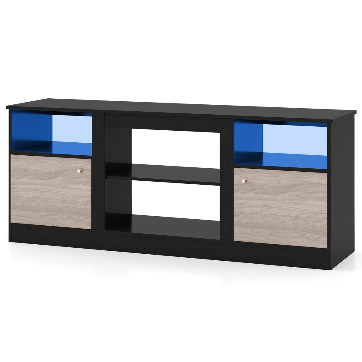 TV Stand with Adjustable Shelf and Open Compartment-Black
